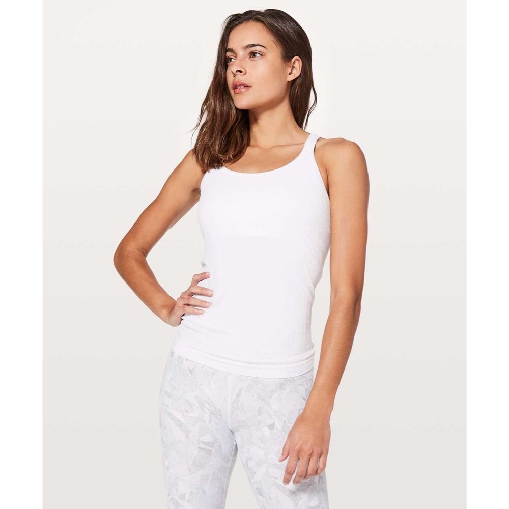 Lululemon Women's Ebb to Street Tank II Racerback Top Ribbed White W1AX1S 10